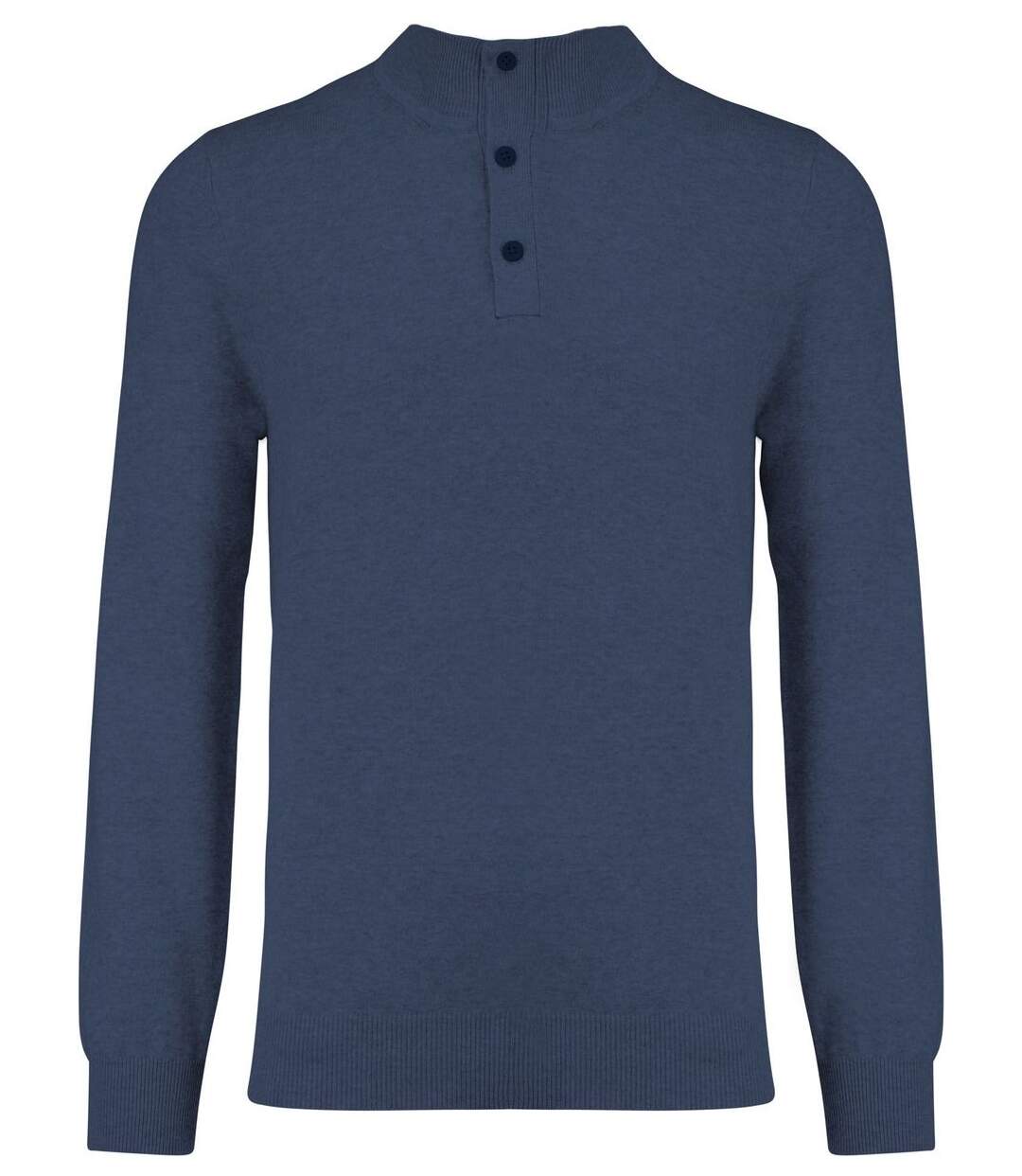 Pull col boutonné homme - K983 - bleu marine-1