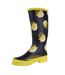 Bottes De Pluie Motif/style Imprimé Feuille Orla Kiely Femme Noir Jaune Imprimé Regatta-3