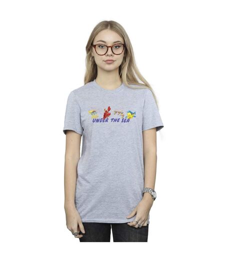 Disney Femme/Les femmes La petite sirène sous la mer - T-shirt boyfriend en coton (Gris sportif) - UTBI31176