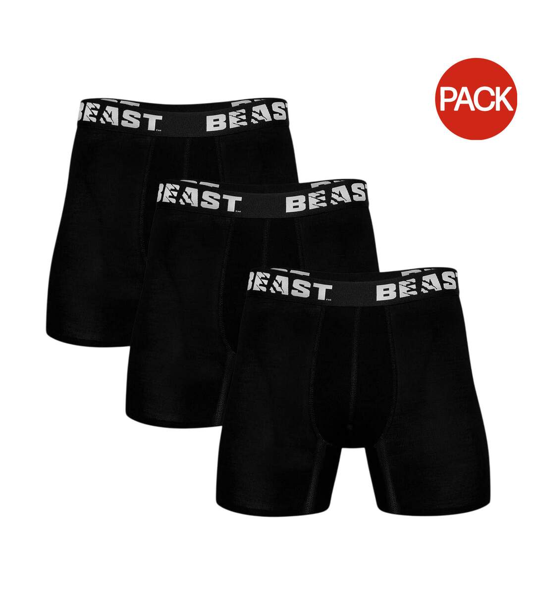 Pack Of 3  Mens Plain Bamboo Boxer Shorts  Black BEAST-1