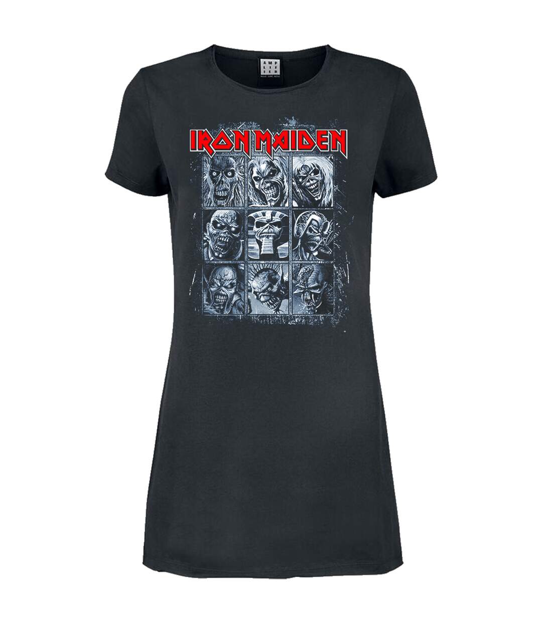 Womens/ladies 9 eddies iron maiden t-shirt dress charcoal Amplified-1
