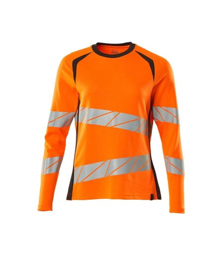 T-shirt Manches Longues Accelerate Safe Femme Orange Fluo Anthracite Foncé Mascot
