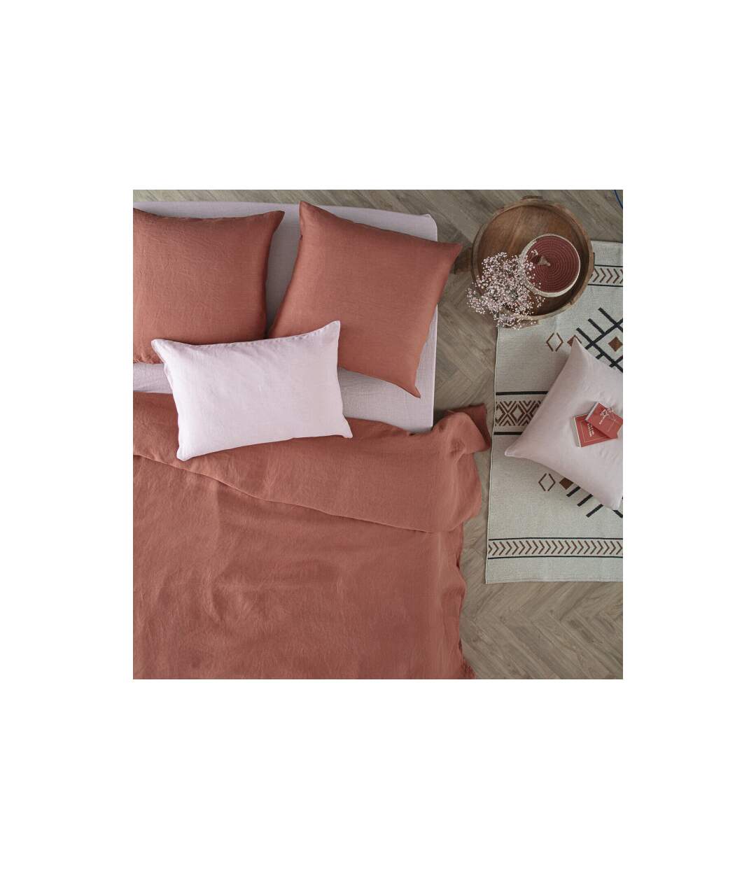 Housse de Couette Lin Adorable 240x220cm Terracotta-3