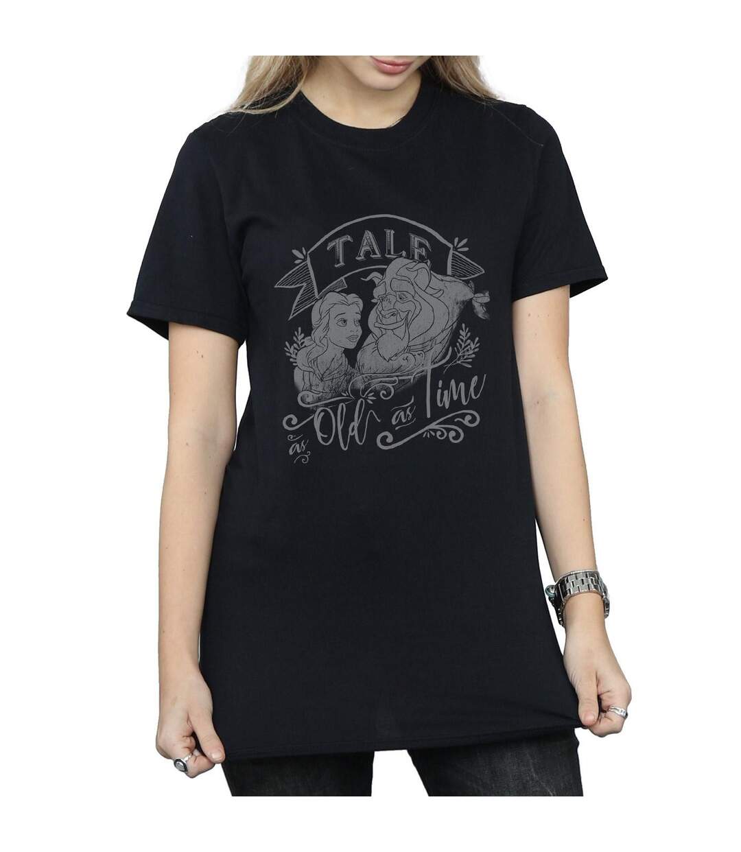 Disney Womens/Ladies Beauty And The Beast Tale As Old As Time Coton Boyfriend T-Shirt (Noir) - UTBI42627-3