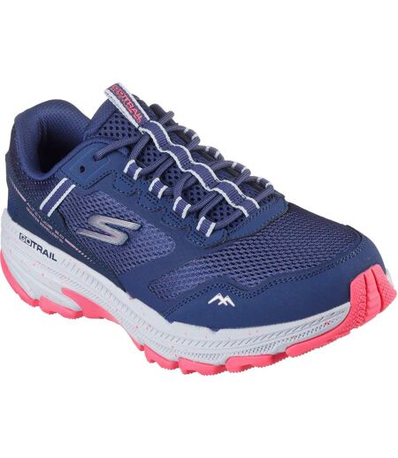 Womens/ladies Go Run Trail Altitude 2.0 Ravine Leather Trainers Navy Orange Skechers
