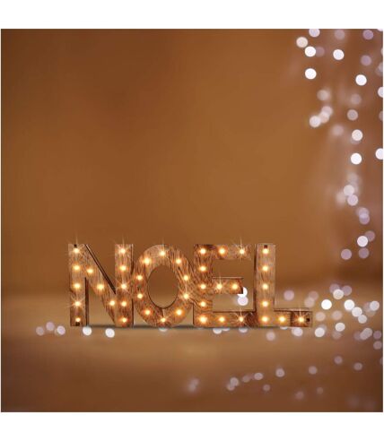 Décoration lumineuse lettres Noël - 44 x 3 x 15 cm - Marron