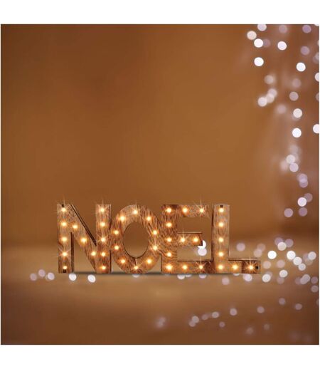 Décoration lumineuse lettres Noël - 44 x 3 x 15 cm - Marron