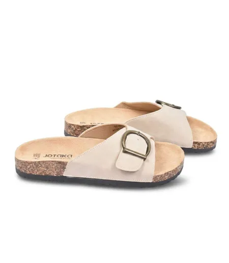 OZABI Sandales Mule Boucle Ronde Nubuck Noir Beige 36-41