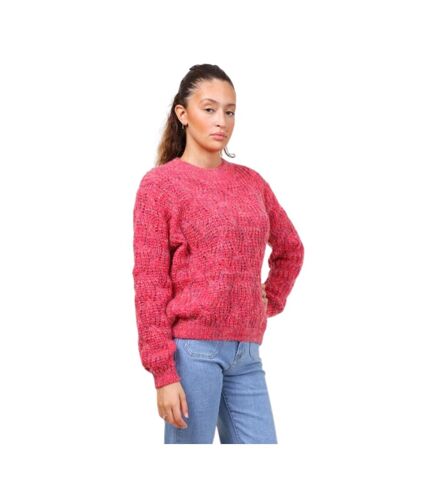 Pull femme col ras du cou manches longues - Couleur fuschia