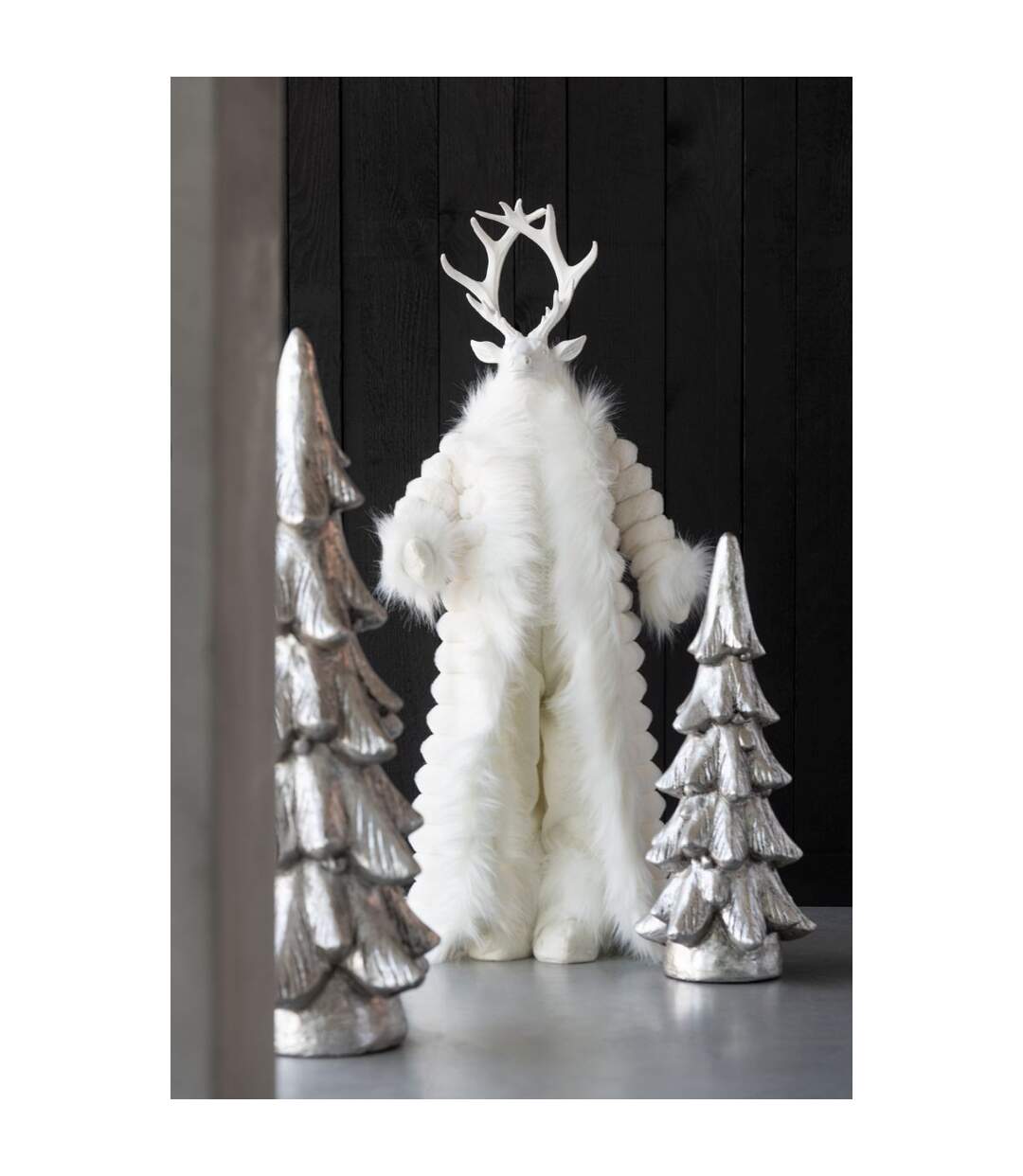 Statue Cerf Debout Manteau 76cm Blanc-3