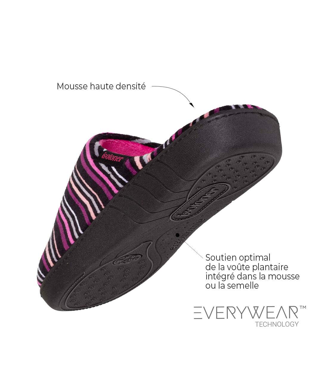 Isotoner Chaussons Mules femme ultra confortables et légers, mousse à mémoire de forme-5