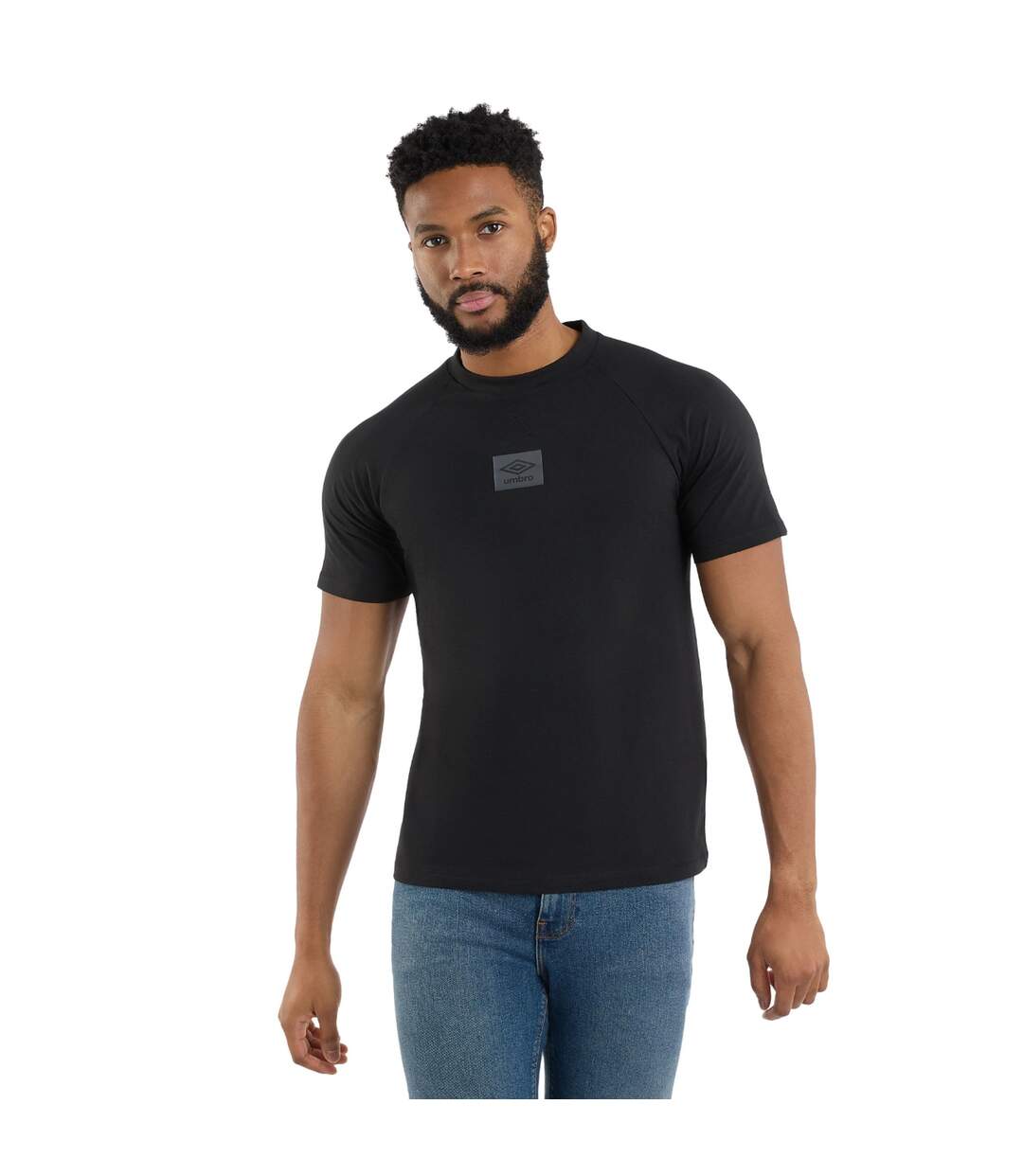 Mens Layered Box Logo T-shirt Black Umbro-1