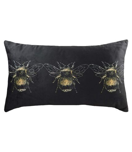 Bee cushion cover 30cm x 50cm black Evans Lichfield