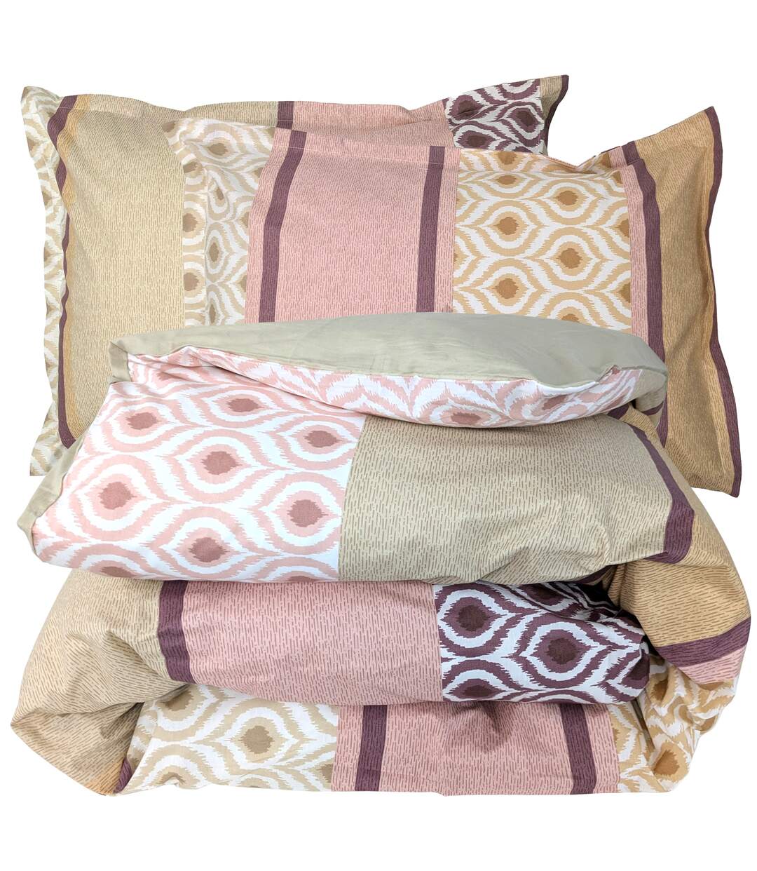 Parure de lit 100% coton INOUK rose/beige Taie 50x70 cm-2