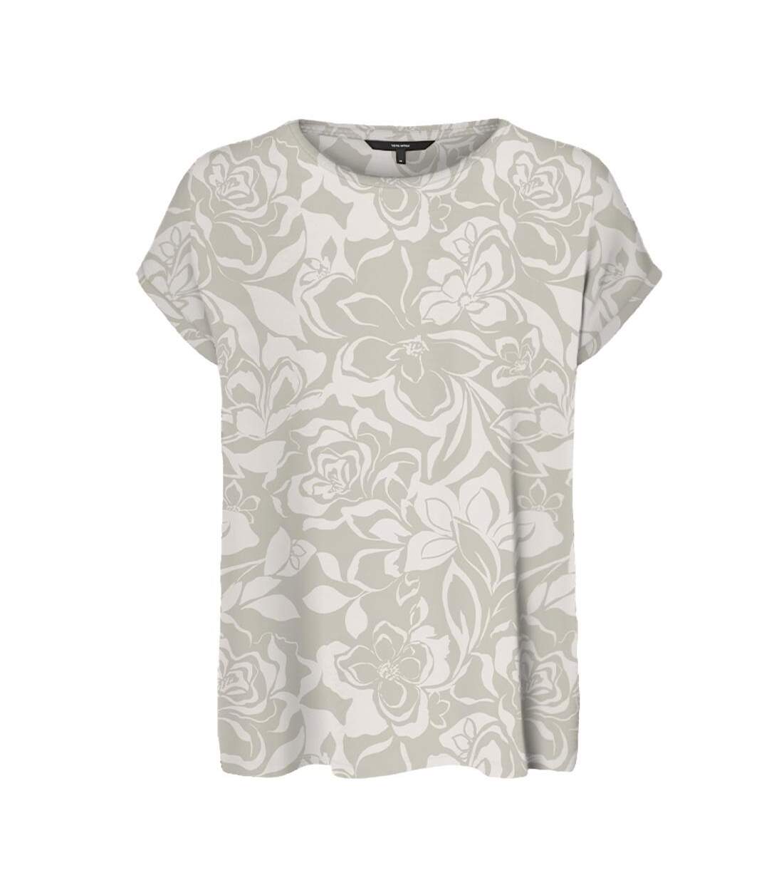 T-Shirt beige/blanc femme vero moda mava-1