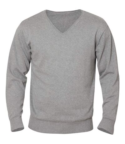 Clique Mens Aston Knitted V Neck Sweatshirt (Grey Melange)