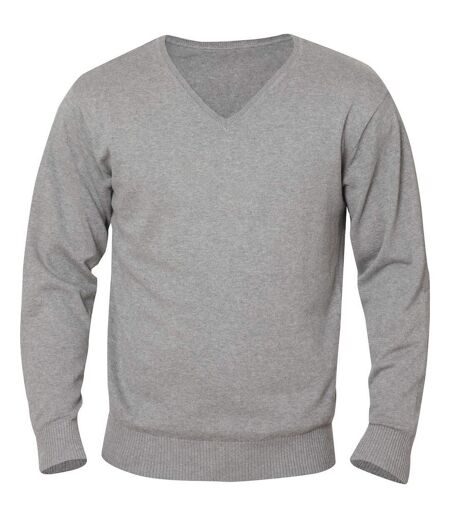 Clique Mens Aston Knitted V Neck Sweatshirt (Grey Melange) - UTUB275