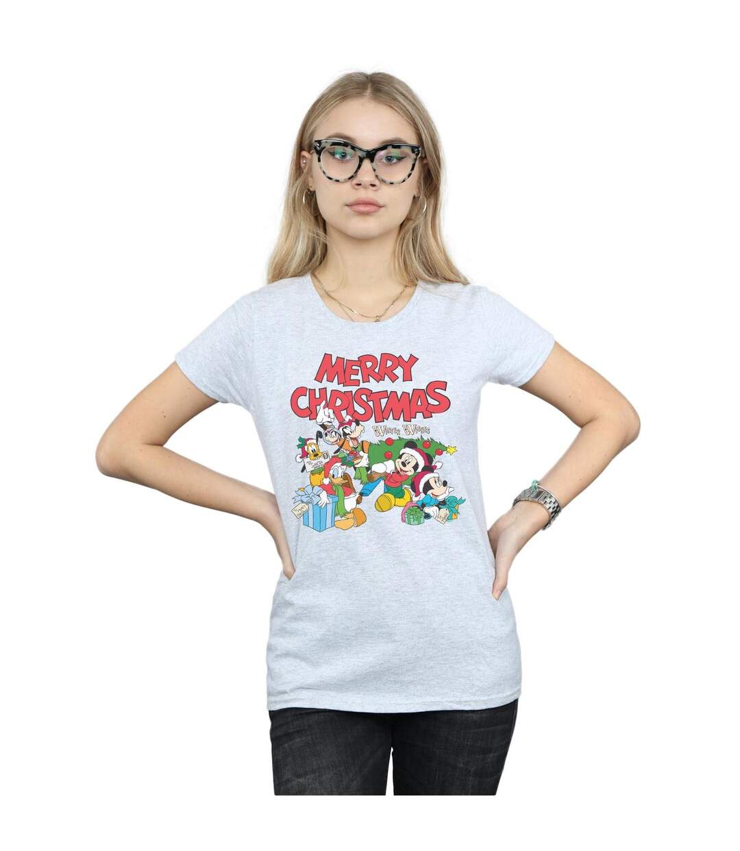 Disney T-shirt en coton Femmes/Ladies Mickey And Friends Winter Wishes (Gris sportif) - UTBI32825-2