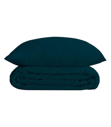Parure de Lit 3 Pièces Percale 240x220cm Bleu Egéen