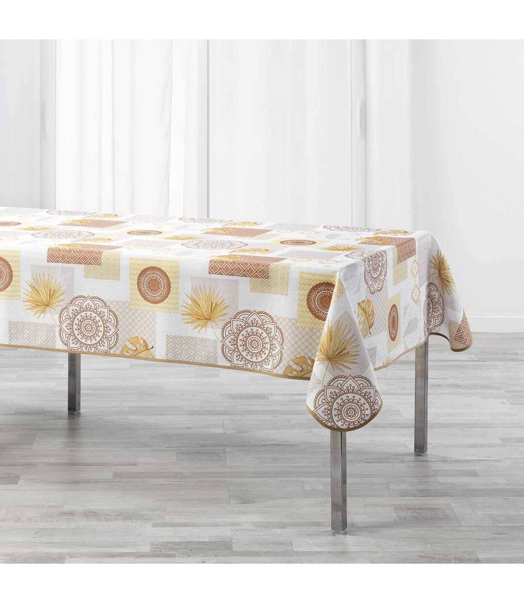 Nappe Imprimée Opéra 150x240cm Jaune & Blanc-1