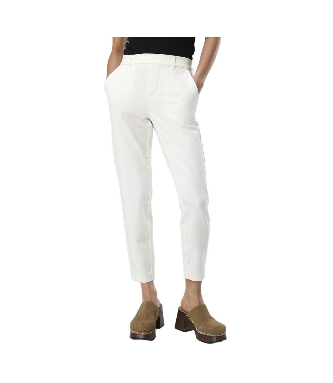 Pantalon habillé écru femme vero moda slim-1