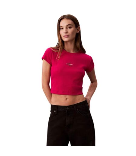 T-shirt Court Motif/style Logo Femme Rose Calvin Klein