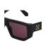 Womens/ladies Vancouver Rectangular Sunglasses One Size Black Burgundy Off White-3