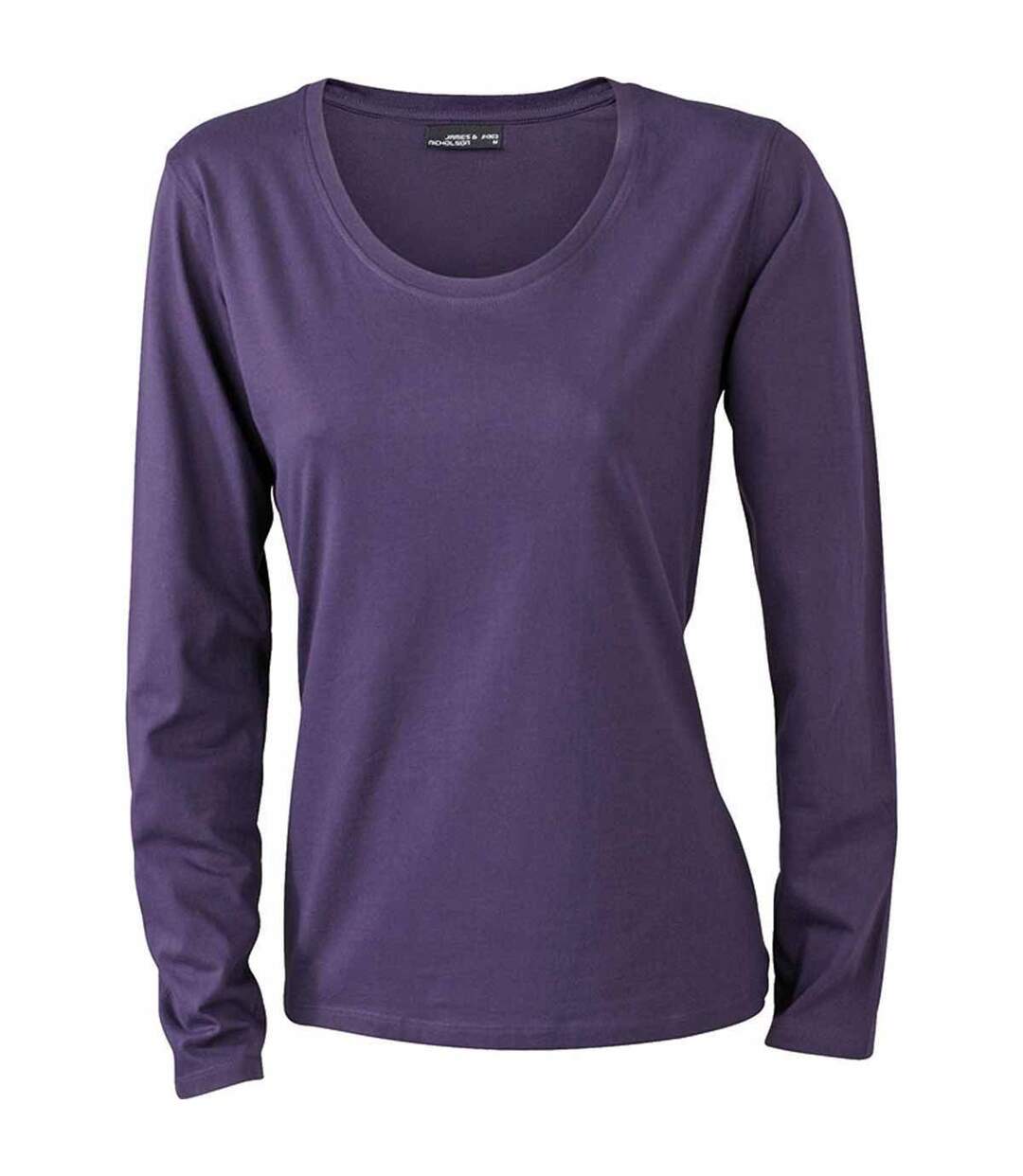 T-shirt femme manches longues - JN903 - Violet aubergine-1