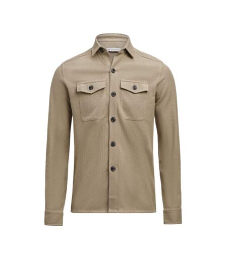 Mens Hicksville Long-sleeved Overshirt Khaki Brown James Harvest