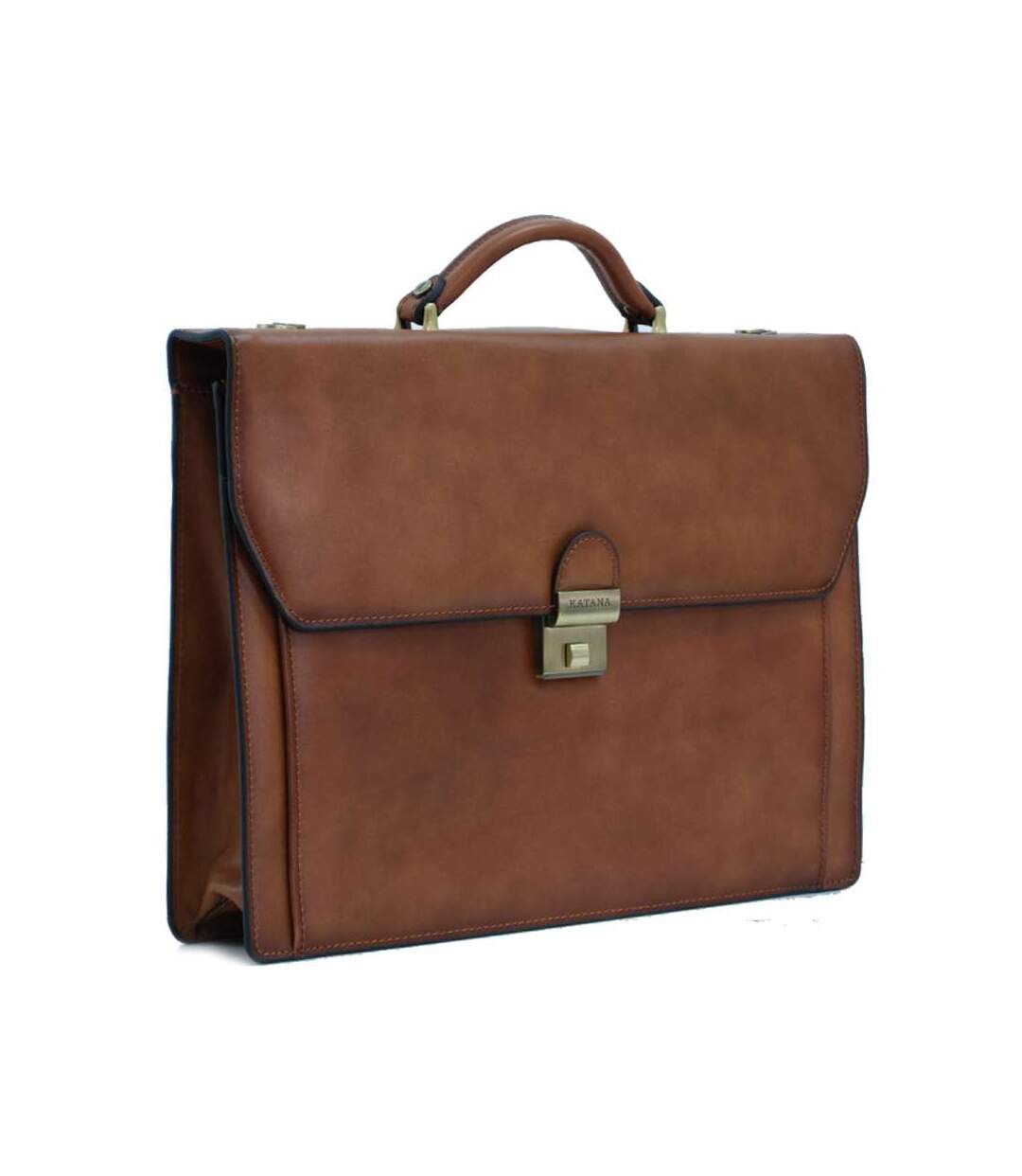 Katana - Cartable 1 soufflet en cuir - marron - 2798-1