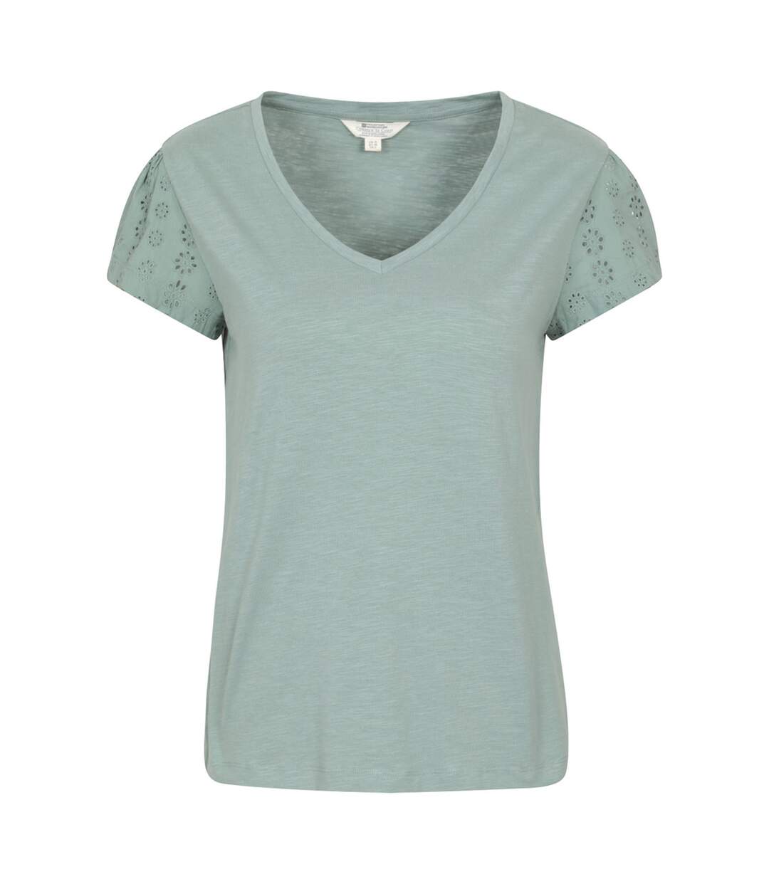 Womens/ladies Malaga Broderie Sleeve T-shirt Khaki Green Mountain Warehouse-3