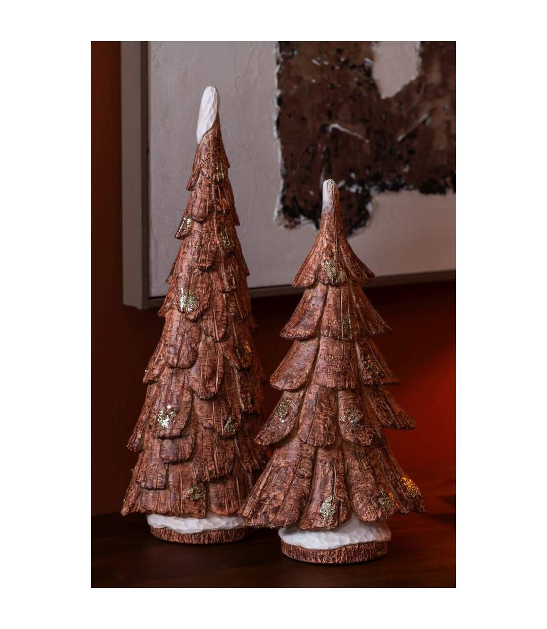 Sapin Déco en Résine Imitation Bois 46cm Marron-3