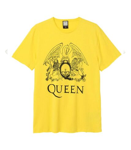 Amplified Mens Line Art Crest Queen T-Shirt (Yellow) - UTGD220