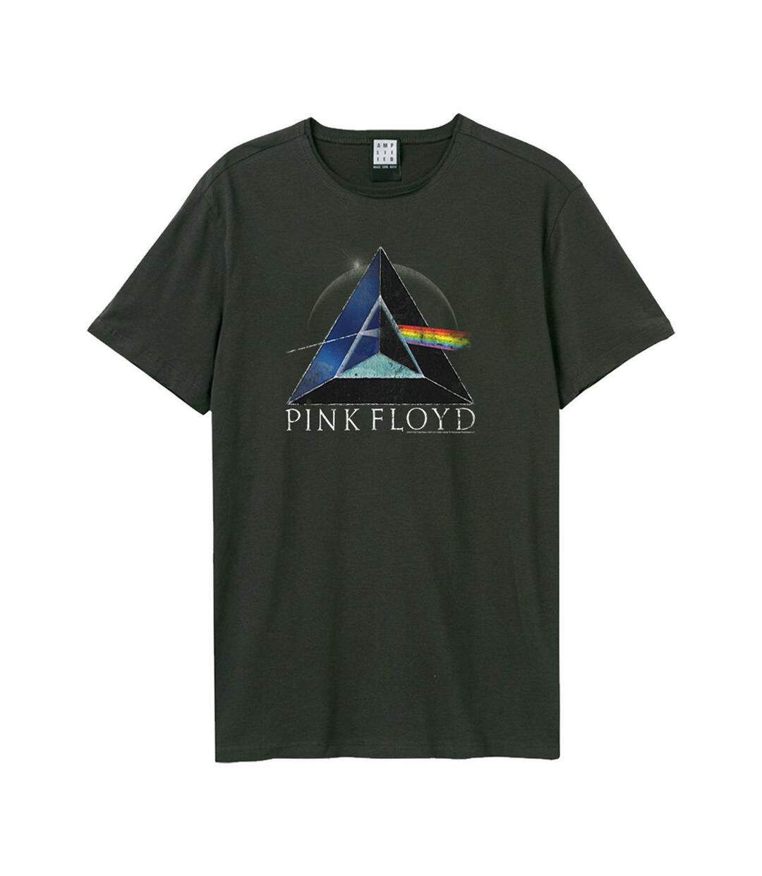 Unisex Adult Pyramid Keleidoscope Pink Floyd T-shirt Charcoal Amplified-1