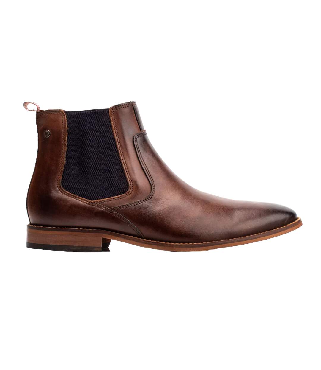 Mens leather chelsea boots burnt brown Base London-3