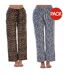 Pack Of 2  Womens/ladies Fleece Leopard Print Lounge Pants  Multicoloured Keanu-2