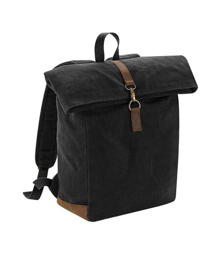 Heritage Waxed Canvas Leather Accent Backpack One Size Black Quadra
