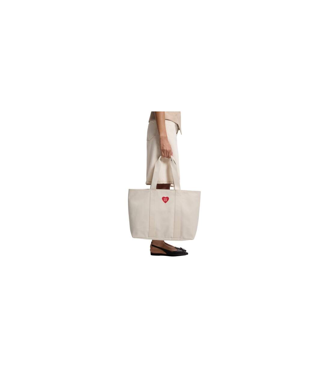 Becky Heart Canvas Everyday Tote Bag One Size White Hugo-1