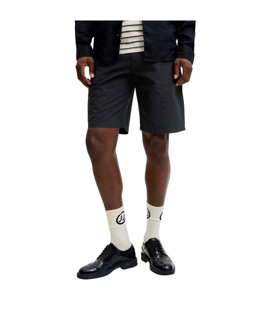 Short Chino Motif/style Uni Homme Noir Off White-4