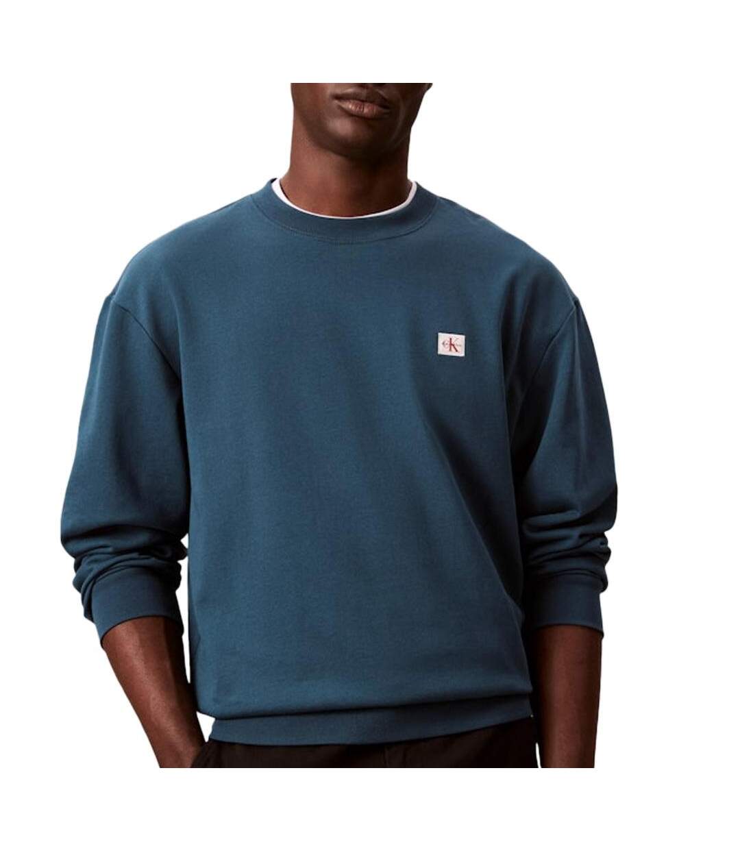Sweat marine homme calvin klein jeans 350 terry badge-1