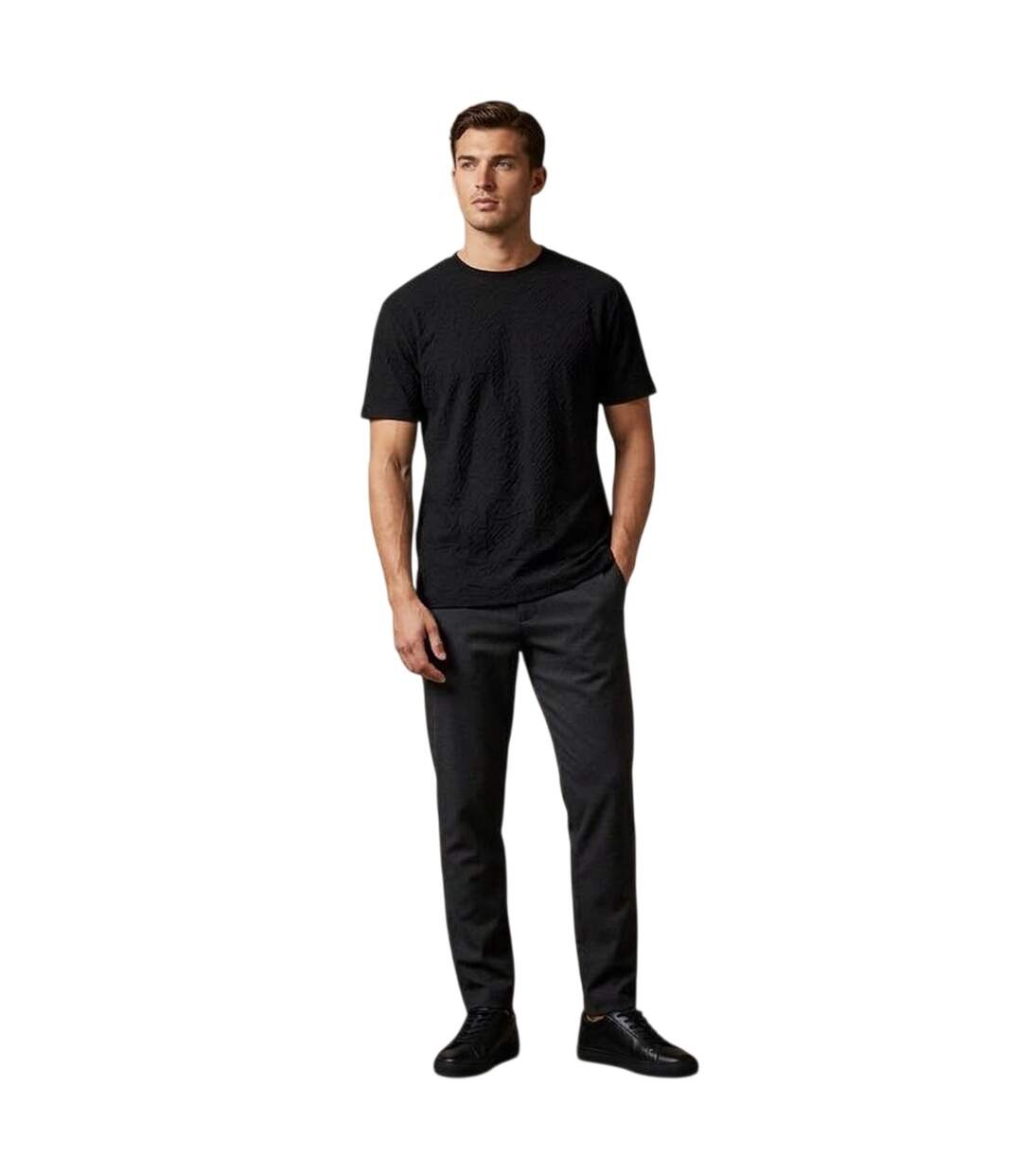 Mens Textured Crew Neck Regular T-shirt Black Armani Exchange-1