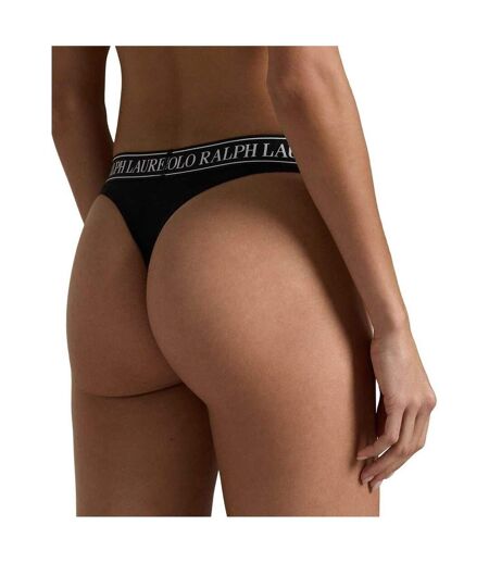 Womens/ladies Polo Cotton Blend Thong Black Ralph Lauren