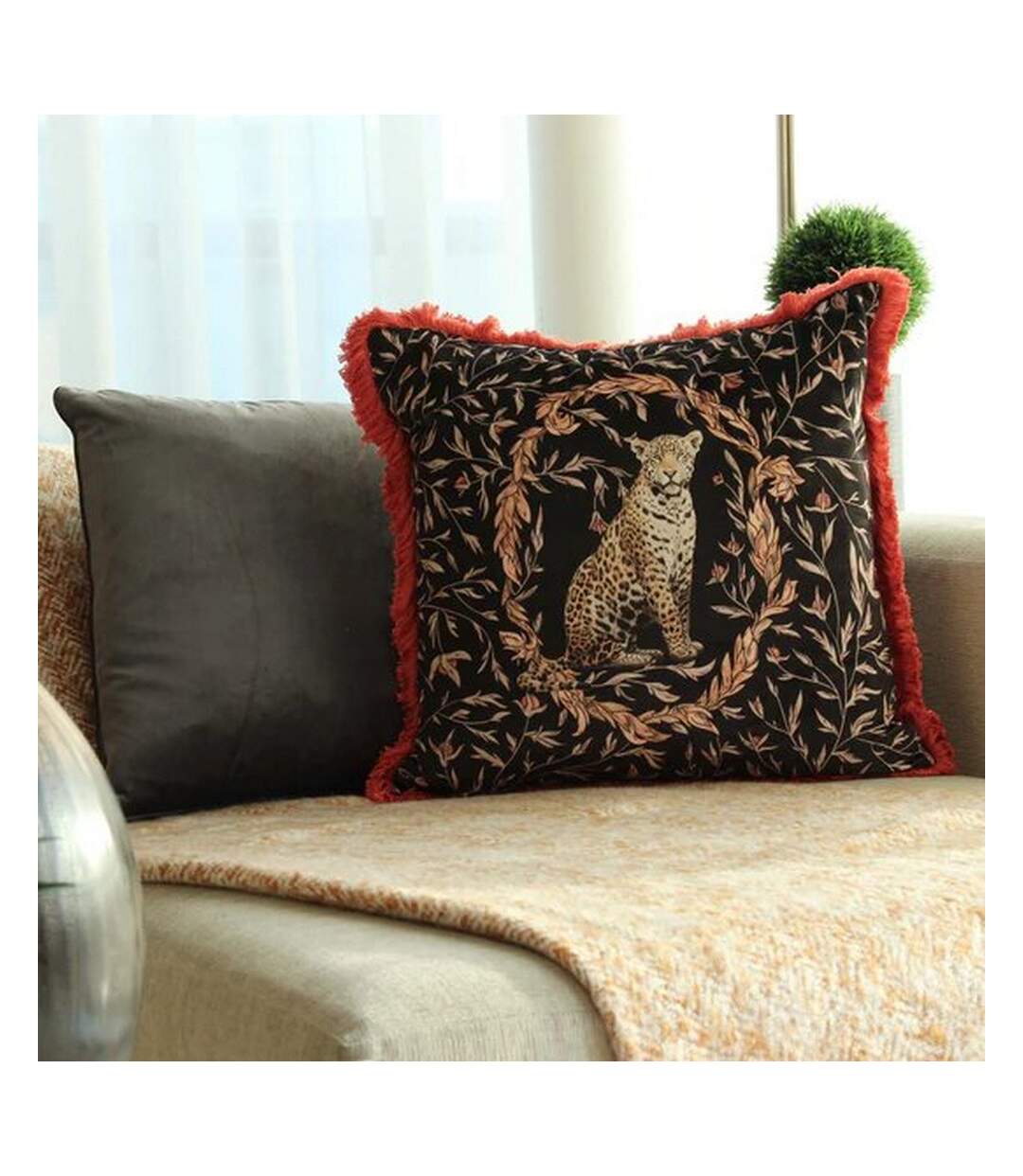 Kitraya leopard cushion cover one size paprika red/black Paoletti-3