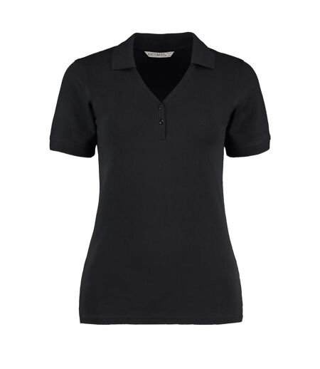 Kustom Kit Ladies Sophia Comfortec® V-Neck Short Sleeve Polo Shirt (Black) - UTBC634