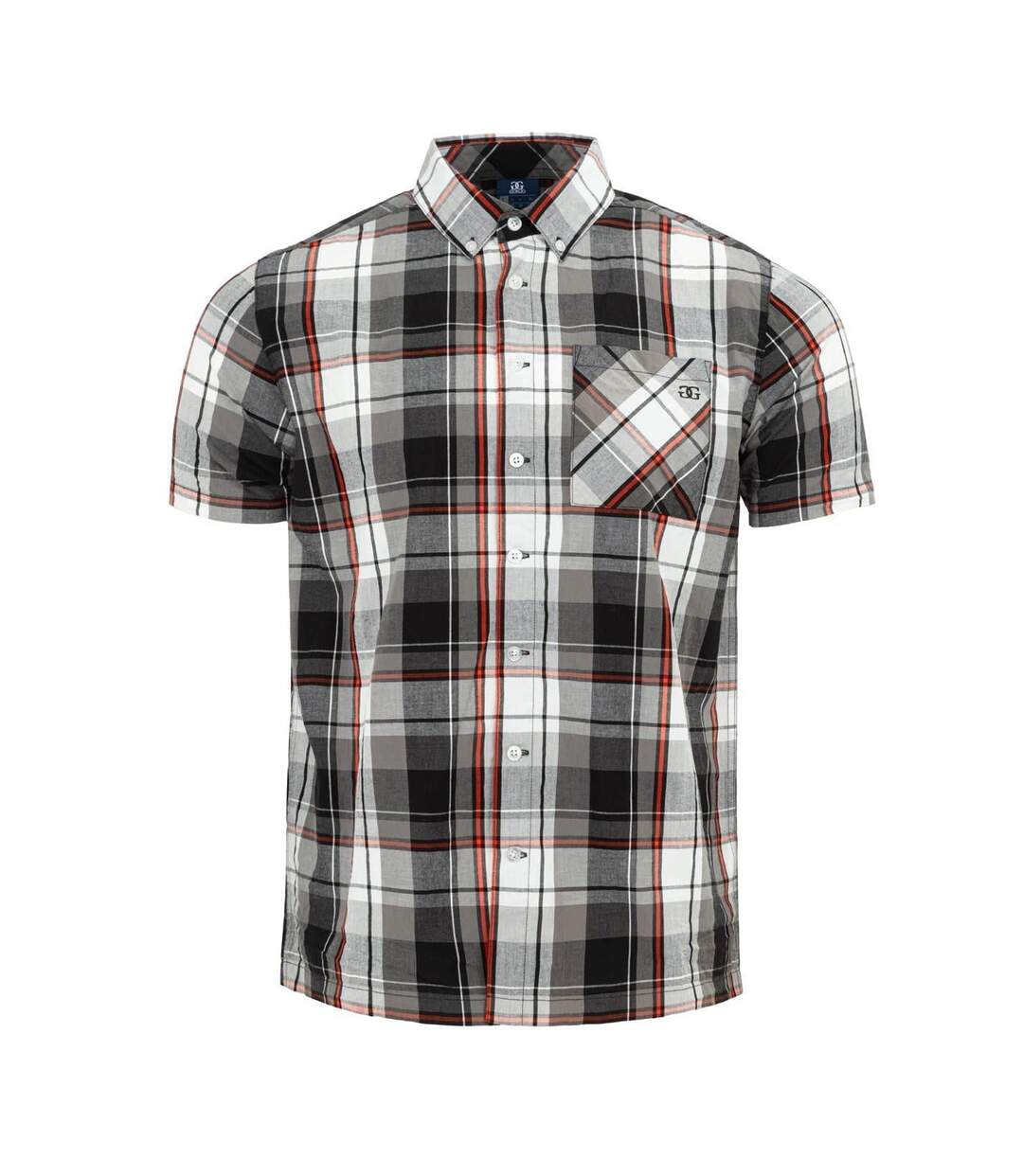 Mens Checkered Short-sleeved Shirt Black Red Giorgio-1