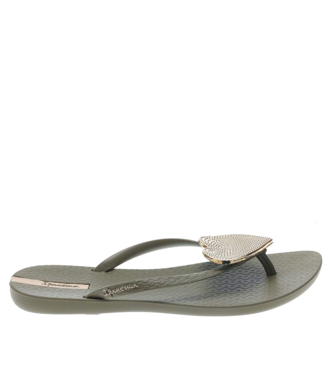 Womens/ladies heart maxi sandals khaki green Ipanema-2