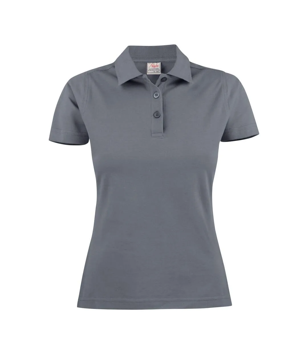 Womens/ladies Surf Light Melange Polo Shirt Steel Grey Printer-2