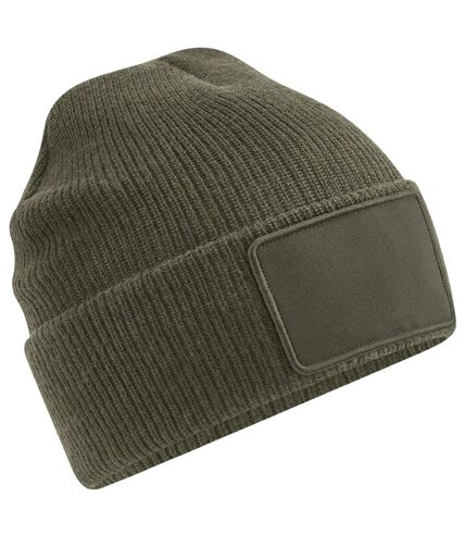 Beechfield Thinsulate Removable Patch Beanie (Military Green)
