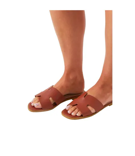 Claquettes Femme Marron Clair Missy Empire