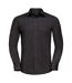 Russell Collection Mens Long Sleeve Poly-Cotton Easy Care Tailored Poplin Shirt (Black) - UTBC1018